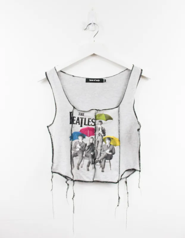 Haus Of Mojo Reworked Vintage The Beatles Picture Double Stitch Crop Top sold by HG Vintage
