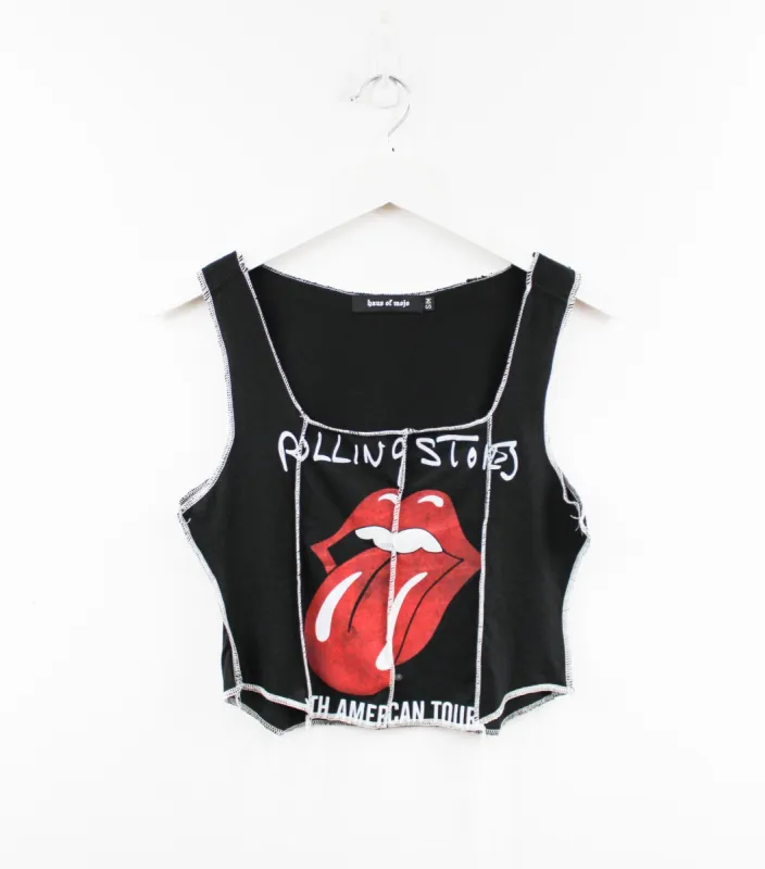 Haus Of Mojo Reworked Vintage Rolling Stones North America Tour Logo Double Stitch Crop Top sold by HG Vintage