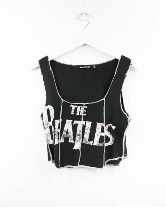 Haus Of Mojo Reworked Vintage Beatles Logo Double Stitch Crop Top sold by HG Vintage