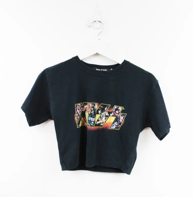 Haus Of Mojo Vintage Reworked Kiss Logo And Picture Crop Baby Tee sold by HG Vintage