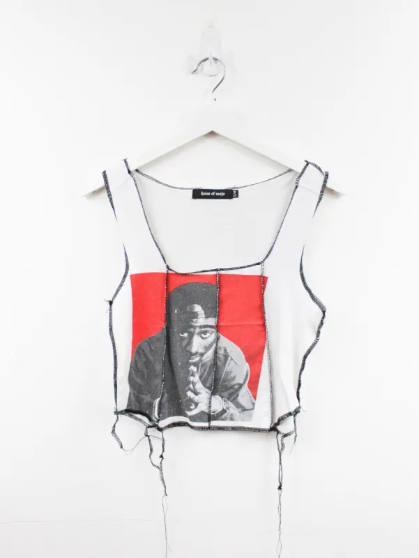 Haus Of Mojo Reworked Vintage Tupac Picture Double Stitch Crop Top sold by HG Vintage