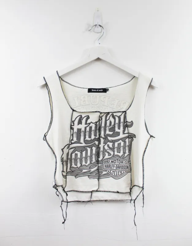 Haus Of Mojo Reworked Vintage Harley Davidson Stafford Texas Double Stitch Crop Top sold by HG Vintage