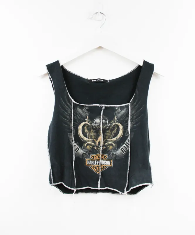 Haus Of Mojo Reworked Vintage Harley Davidson Flying Hog Beaumont Texas Double Stitch Crop Top sold by HG Vintage