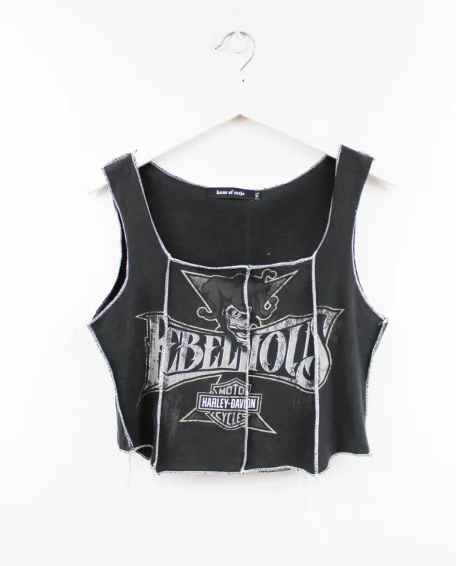 Haus Of Mojo Reworked Vintage Harley Davidson New Richmond Rebellious Double Stitch Crop Top sold by HG Vintage
