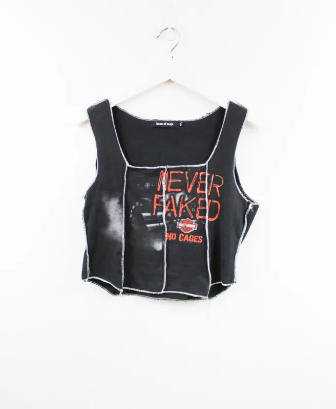 Haus Of Mojo Reworked Vintage Harley Davidson Charleston S.C Never Faked Double Stitch Crop Top sold by HG Vintage
