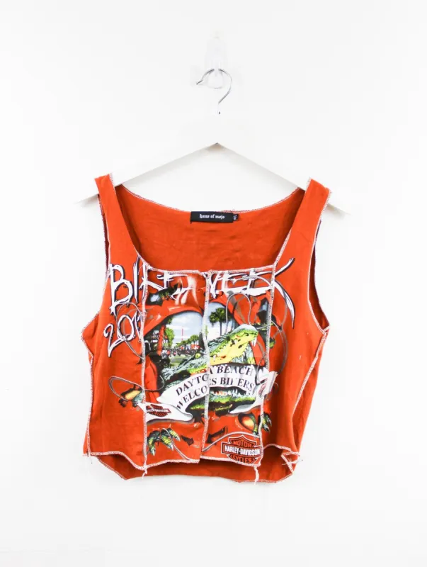 Haus Of Mojo Reworked Vintage Harley Davidson Florida And Gators Double Stitch Crop Top sold by HG Vintage