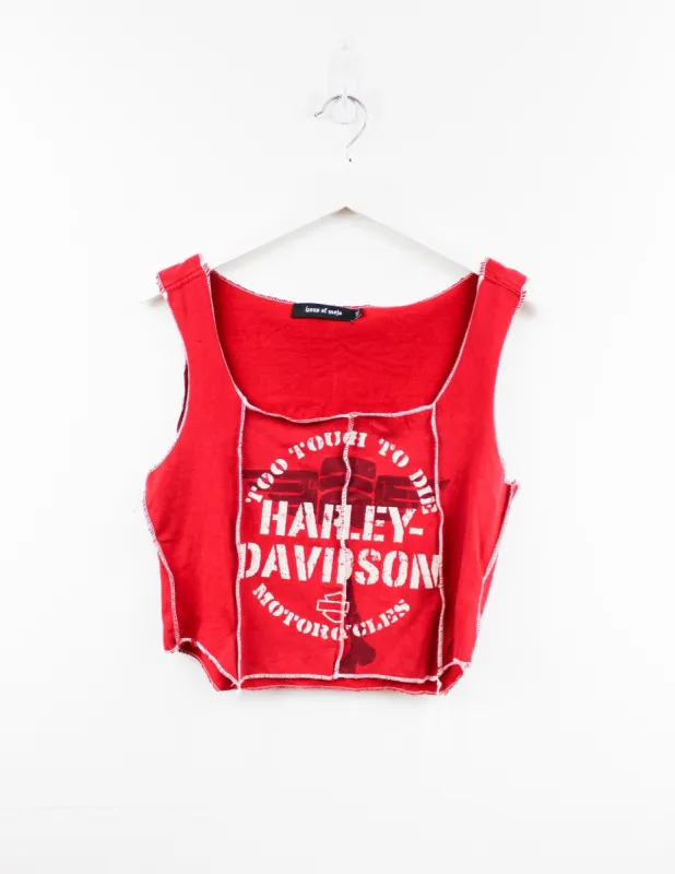 Haus Of Mojo Reworked Vintage Harley Davidson Anaheim Cali Double Stitch Crop Top sold by HG Vintage