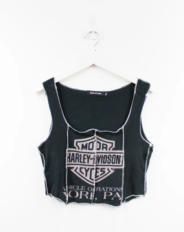 Haus Of Mojo Reworked Vintage Harley Davidson York PA. Double Stitch Crop Top sold by HG Vintage