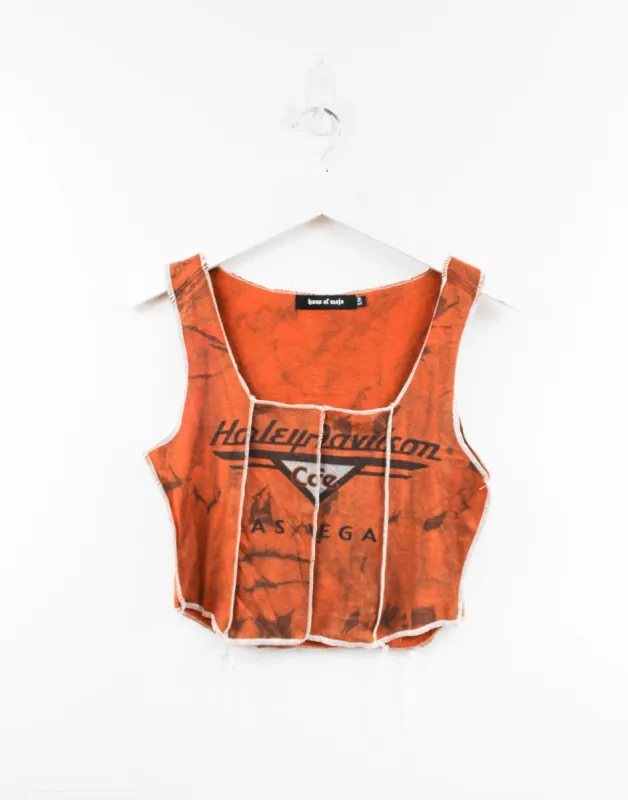 Haus Of Mojo Reworked Vintage Harley Davidson Las Vegas Café Double Stitch Crop Top sold by HG Vintage