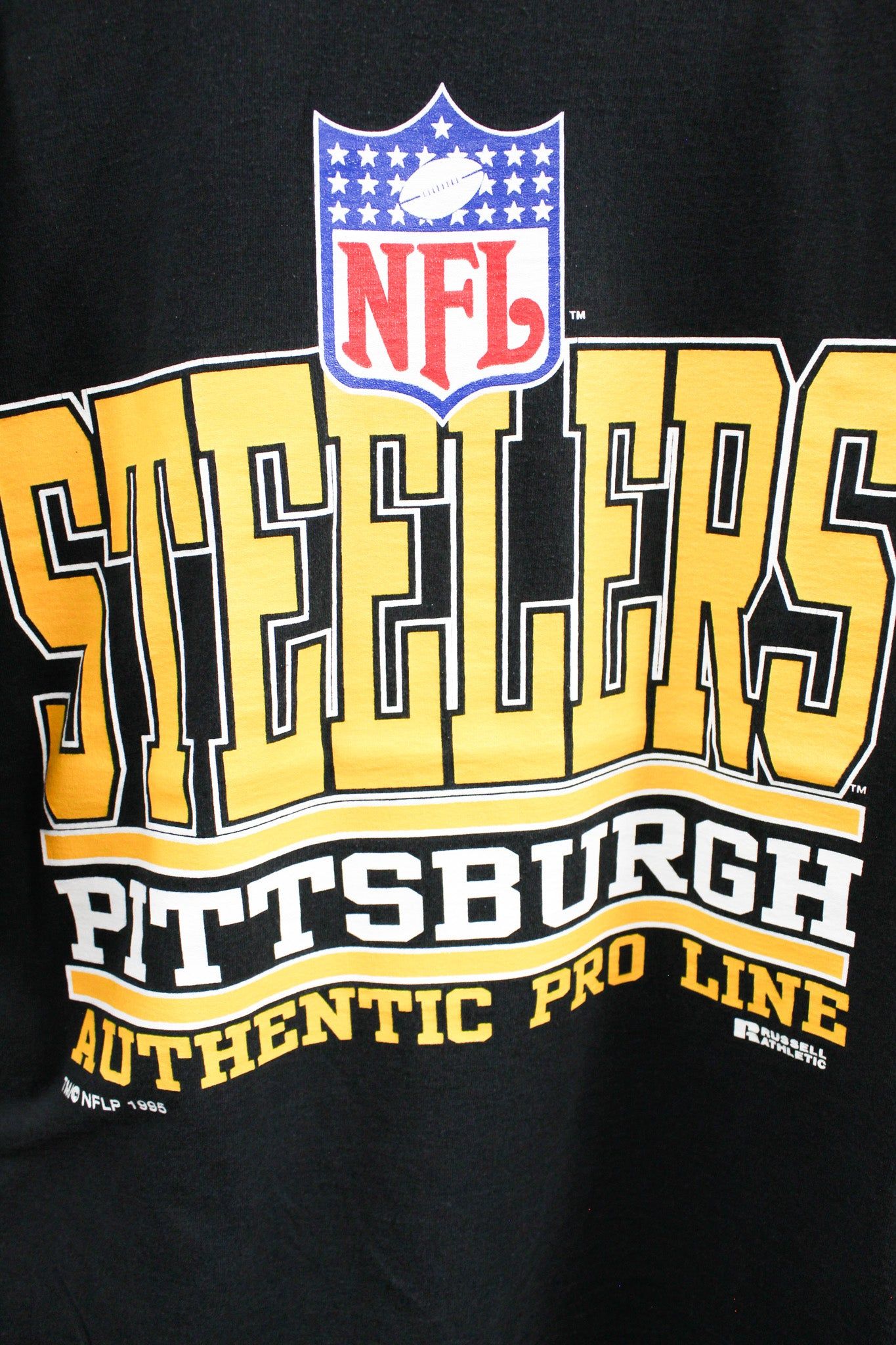 Vintage 95' Russell Athletic Made in USA NFL Pittsburgh Steelers Logo Tee sold by HG Vintage product image thumbnail 2