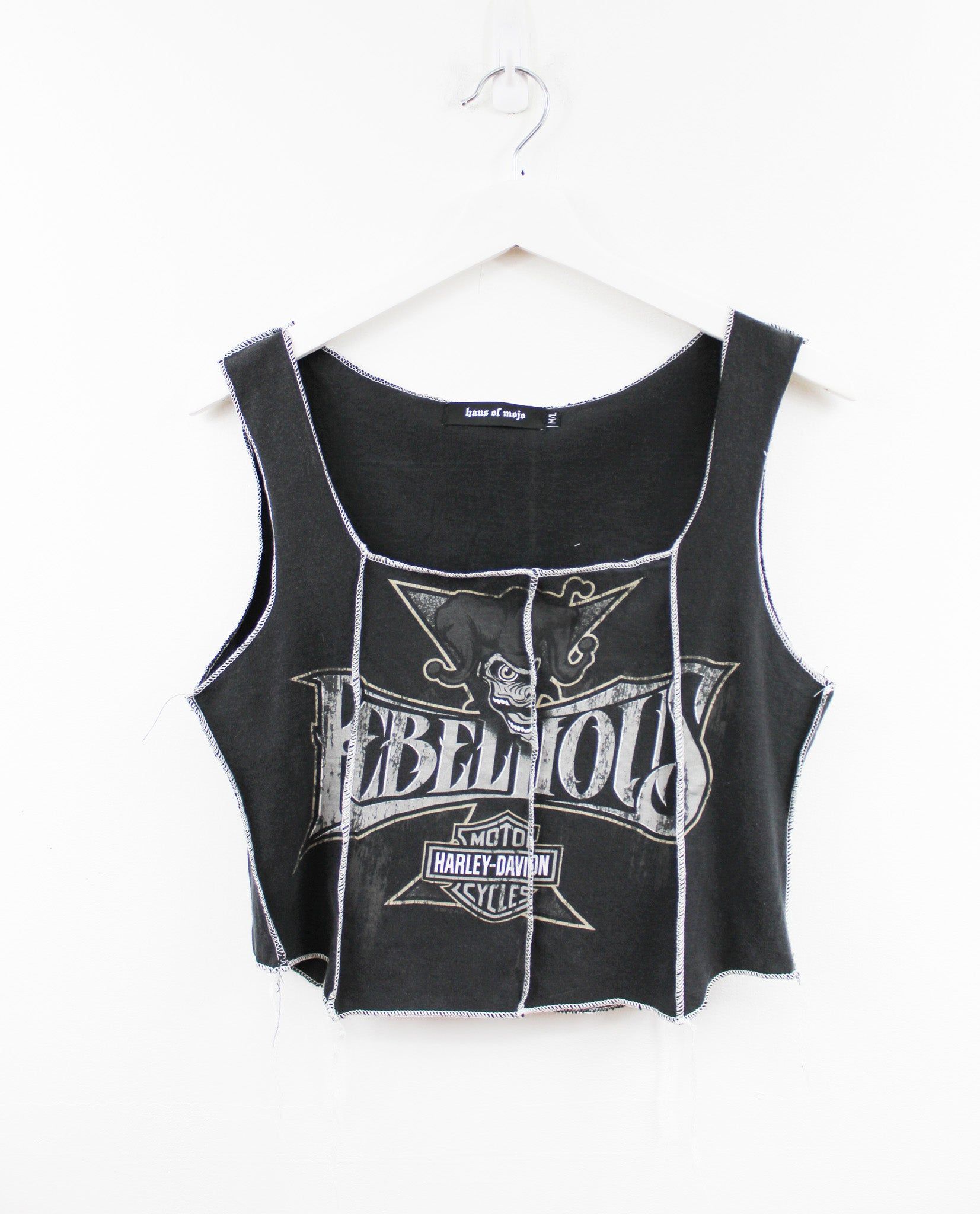 Haus Of Mojo Reworked Vintage Harley Davidson New Richmond Rebellious Double Stitch Crop Top sold by HG Vintage