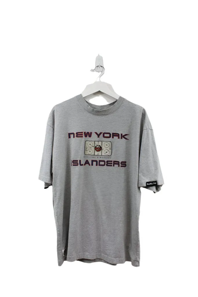 Z- Vintage 90s Islander Script & Ice Rink Blueline NHL Tee sold by HG Vintage