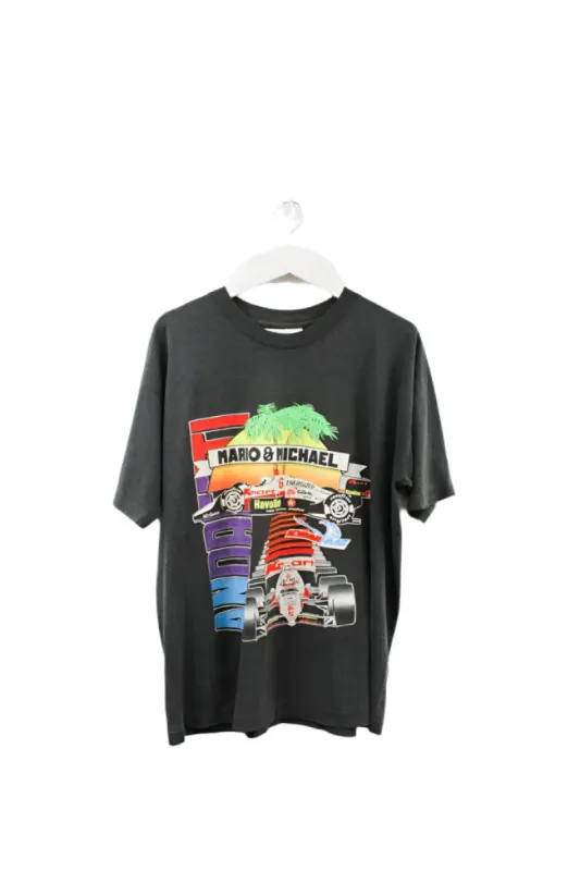 Z- Vintage Nascar Mario & Michael Andretti Car Graphic Single Stitch Tee sold by HG Vintage