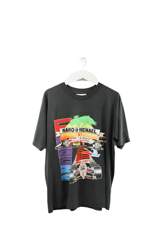 Z- Vintage Nascar Mario & Michael Andretti Car Graphic Single Stitch Tee sold by HG Vintage