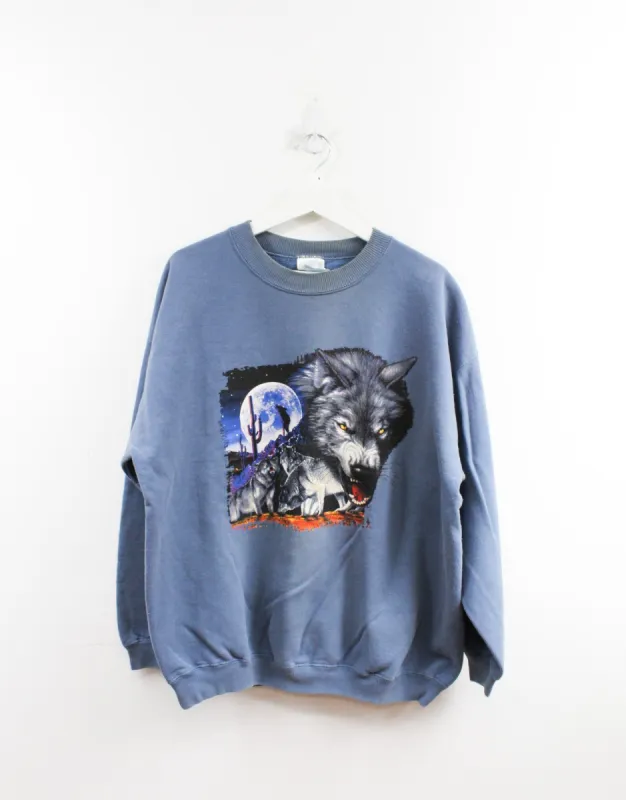 Vintage Wolves Moon & Cactus Crewneck sold by HG Vintage