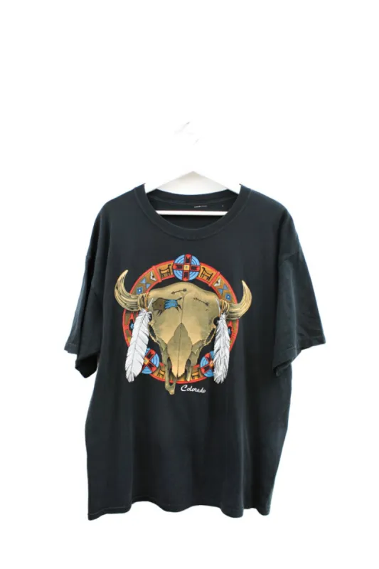 Z - Vintage Colorado Bison Skull & Feathers Tee sold by HG Vintage