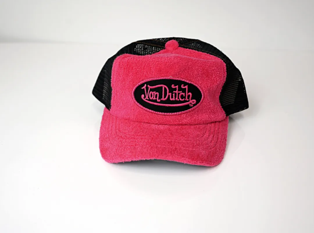 Von Dutch Deadstock Trucker Hat (Fuzzy Pink) made by HG Vintage