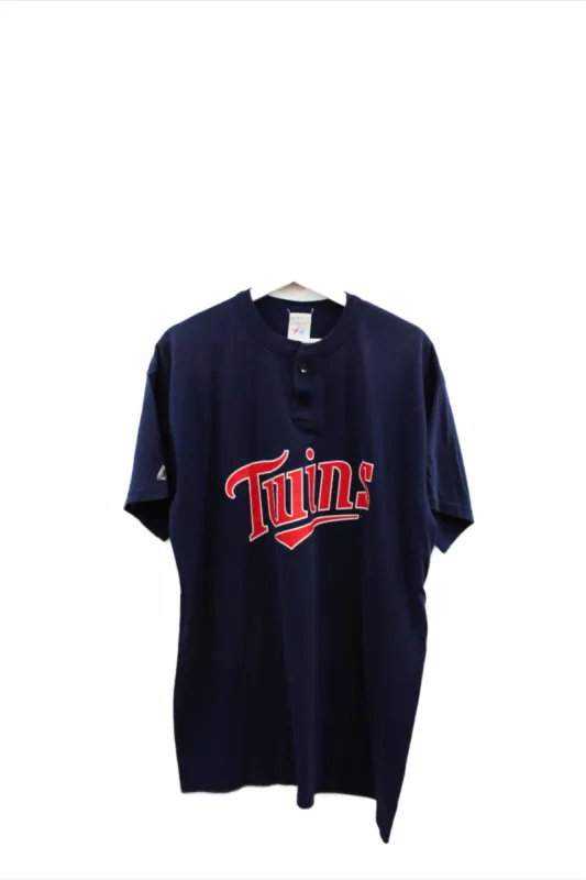 X - Vintage MLB Minnesota Twins Script Henley Tee sold by HG Vintage