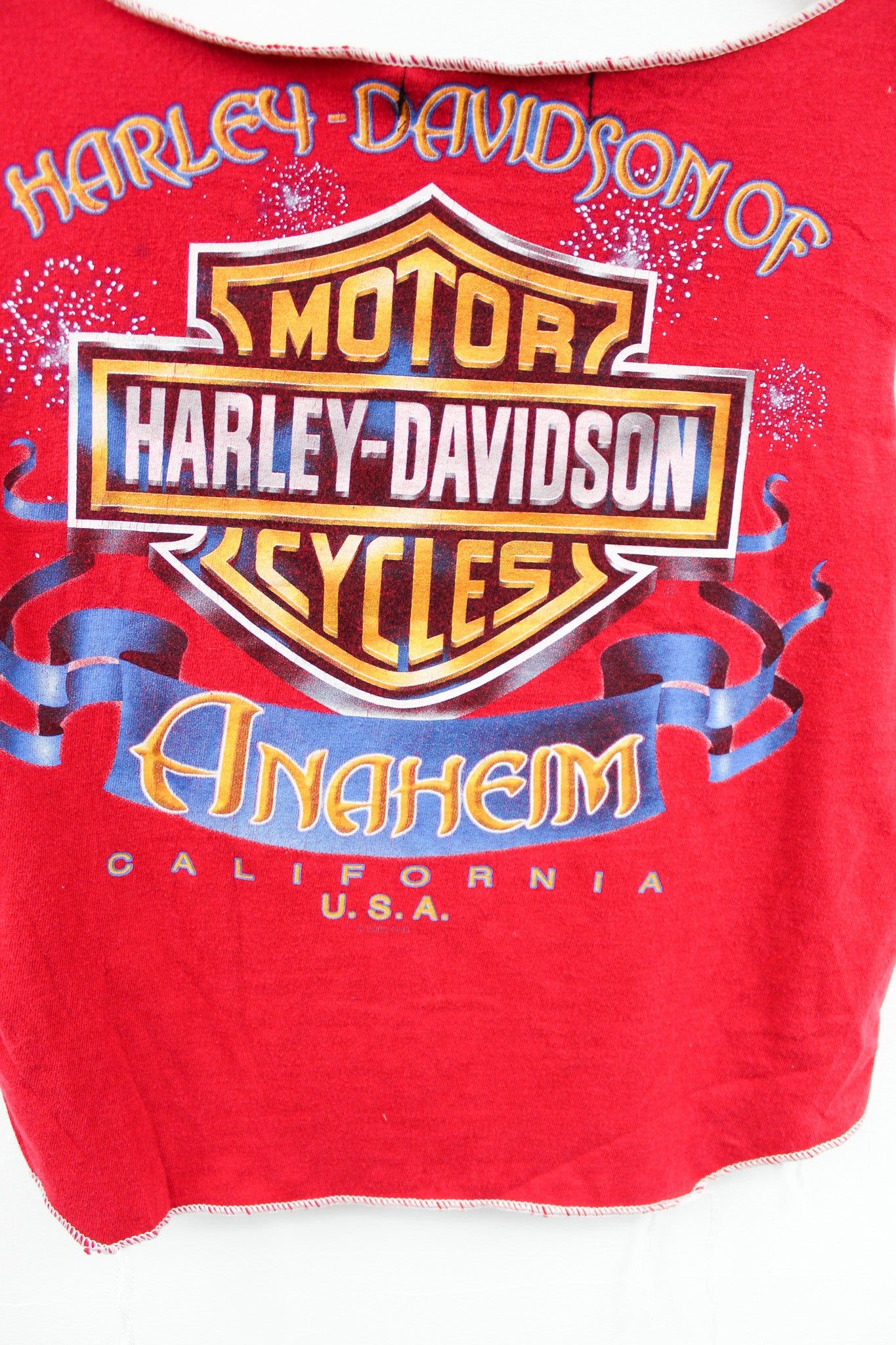 Haus Of Mojo Reworked Vintage Harley Davidson Anaheim Cali Double Stitch Crop Top sold by HG Vintage product image thumbnail 4