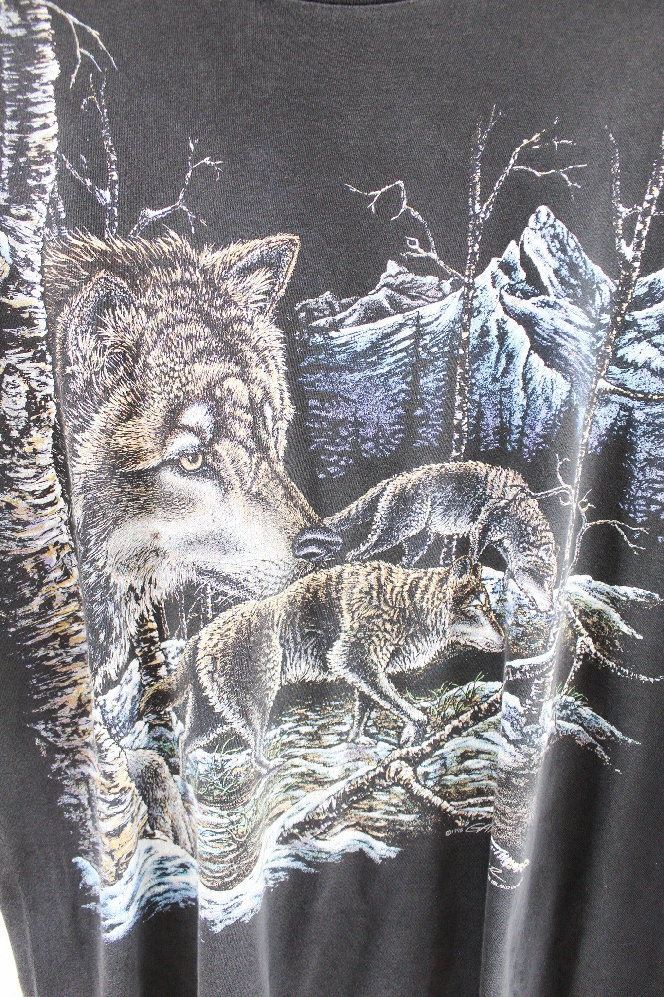 Wolves In Snowy Forest Tee sold by HG Vintage product image thumbnail 2