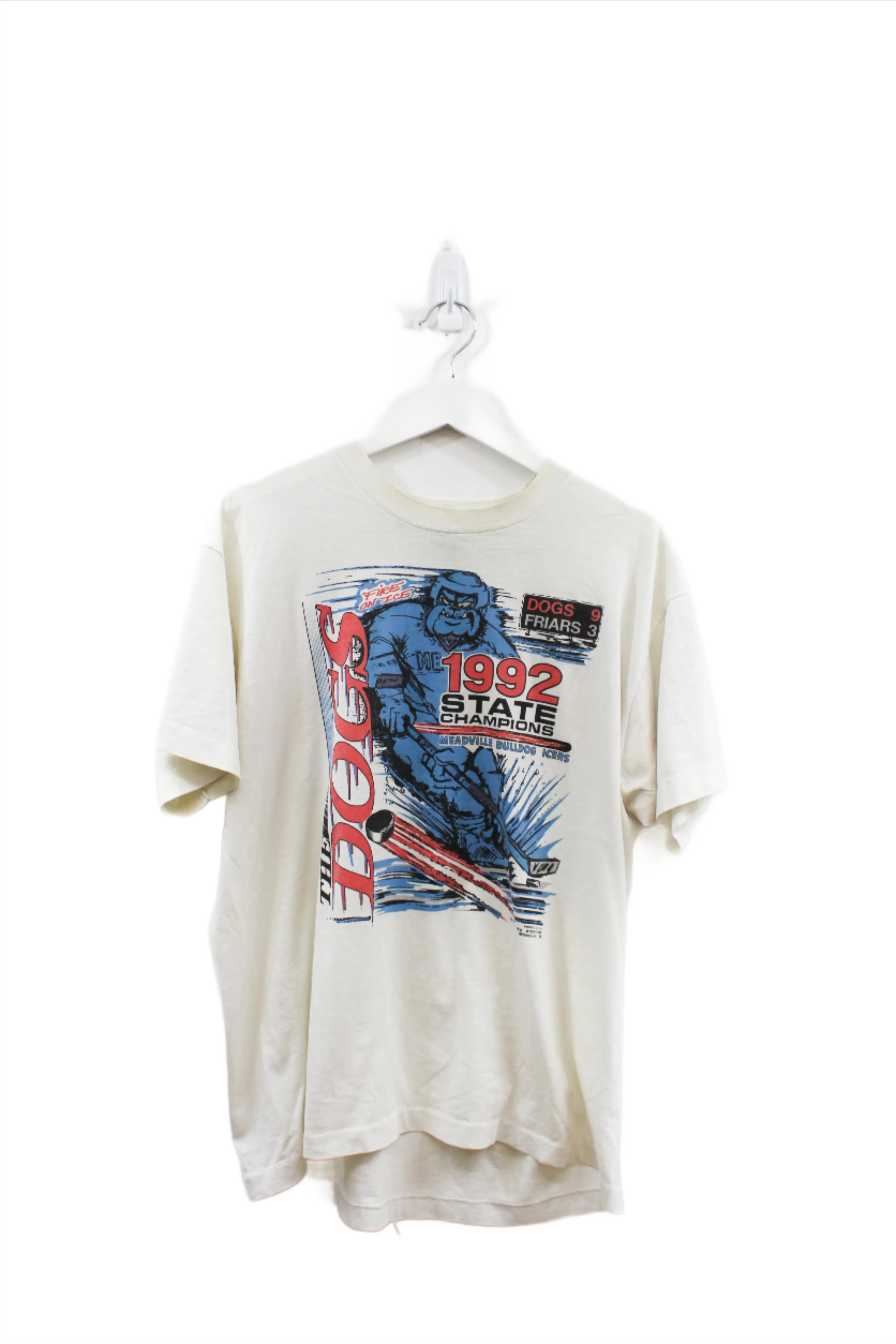 X - Vintage 1992 Meadville Bulldogs Hockey State Championship Tee sold by HG Vintage