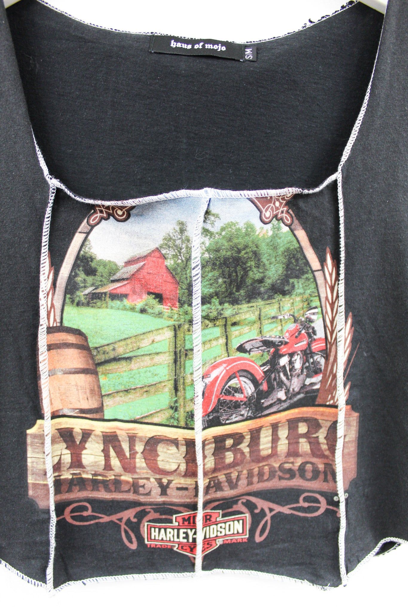 Haus Of Mojo Reworked Vintage Harley Davidson Lynchburg Farm Design Double Stitch Crop Top sold by HG Vintage product image thumbnail 2