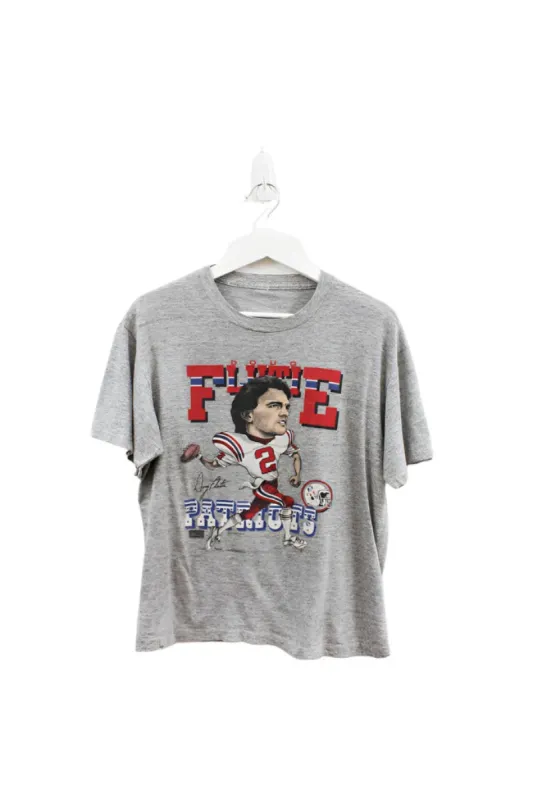 Z - Vintage Single Stitch 1987 NFL New England Patriots Doug Flutie Comic Tee made by NFL