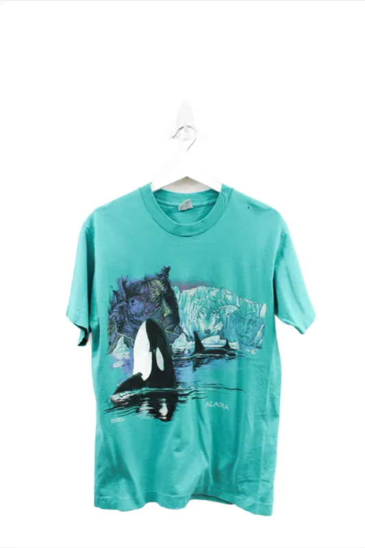 X - Vintage Single Stitch 93' Alaska Killer Whales & Mural Tee sold by HG Vintage