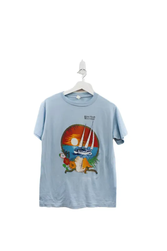 Z - Vintage Single Stitch Biloxi Beach Mississippi Boat Graphic Tee sold by HG Vintage
