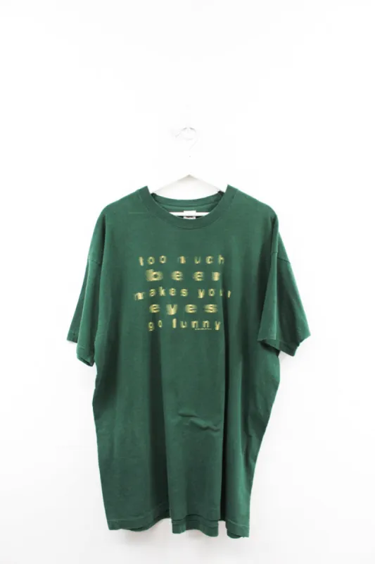 Z- Vintage 1995 Beer Makes Your Eyes Funny Humor Script Single Stitch Tee sold by HG Vintage