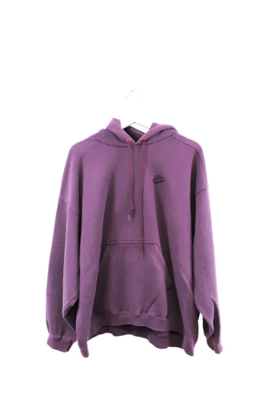 Z- Vintage 90s Nike Large Embroidered Script & Swoosh Made In USA Hoodie Purple made by Nike