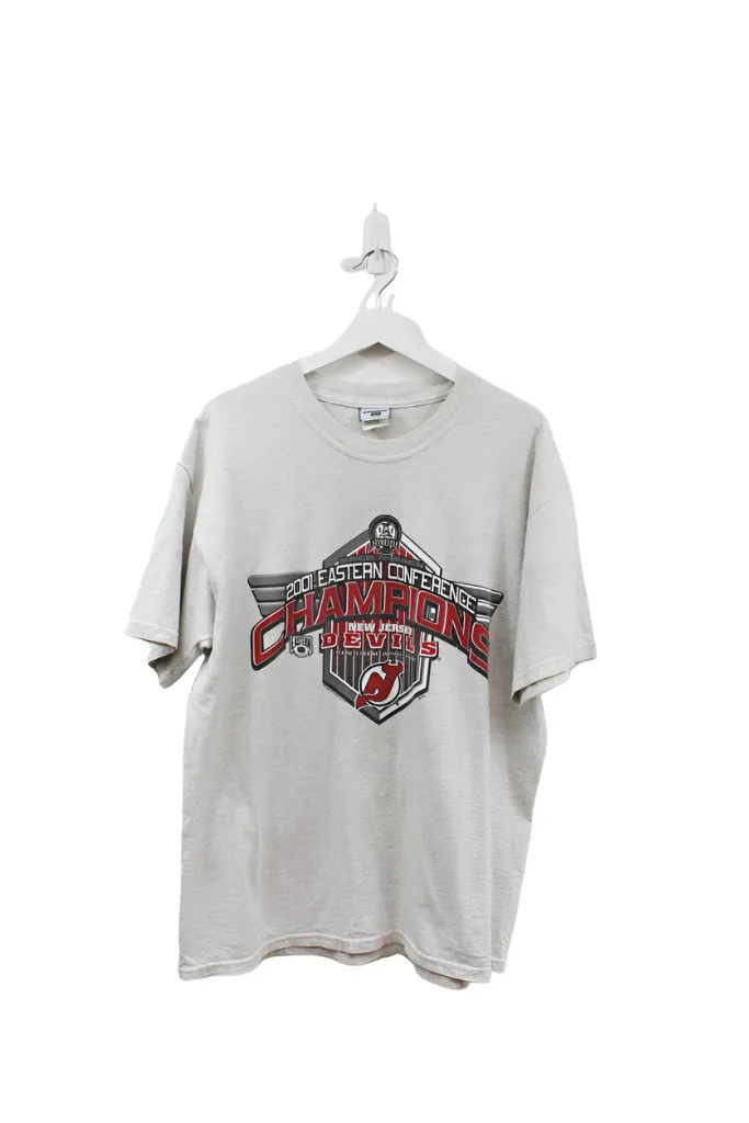 Z - Vintage 2001 Lee NHL New Jersey Devils Back 2 Back Eastern Conference Champs Tee sold by HG Vintage