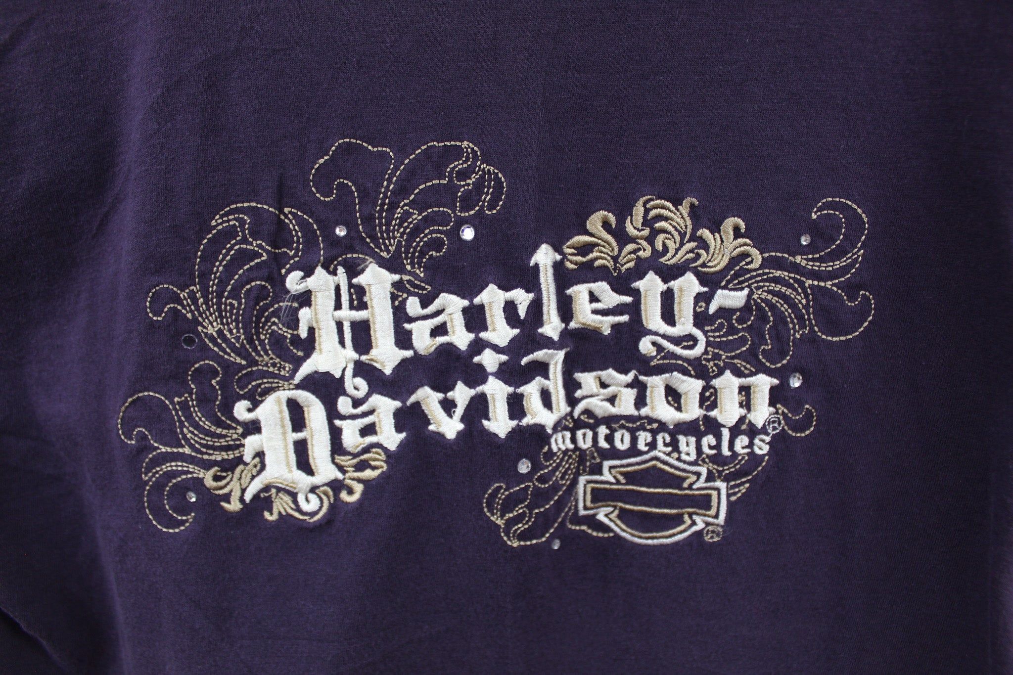 Haus Of Mojo Vintage Reworked Harley Embroidered Logo Crop Baby Tee sold by HG Vintage product image thumbnail 2