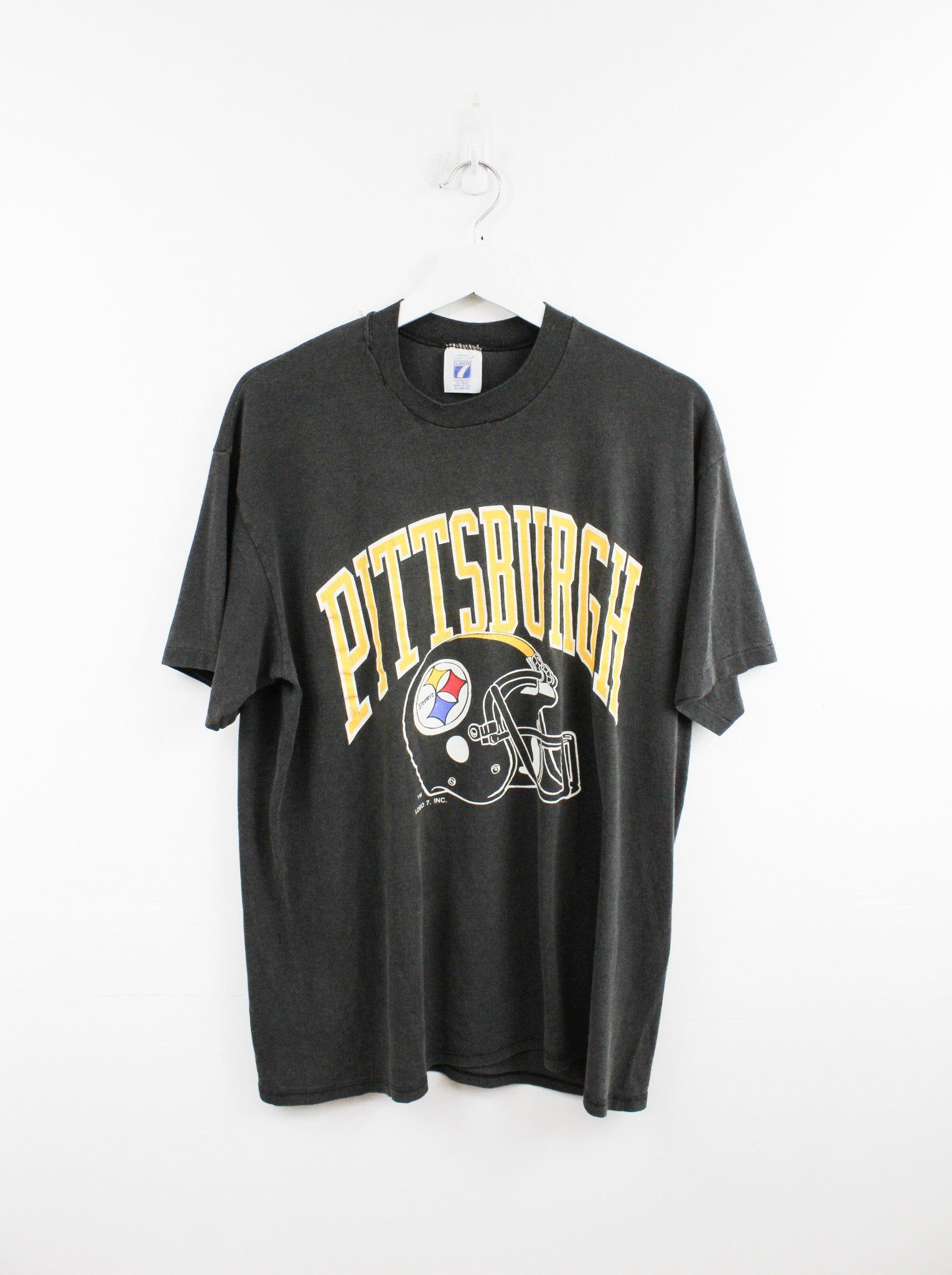 Logo 7 X NFL Pittsburgh Steelers Helmet Logo Tee sold by HG Vintage