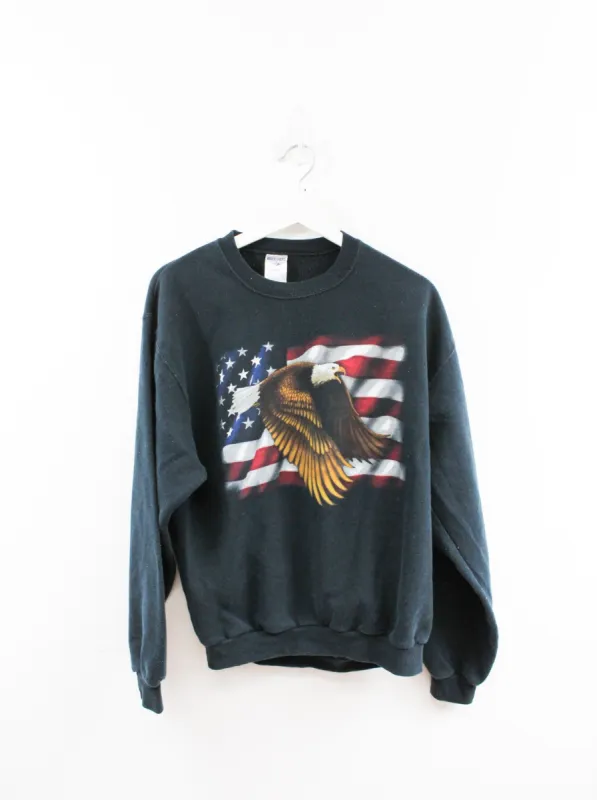 Eagle & American Flag Graphic Crewneck sold by HG Vintage