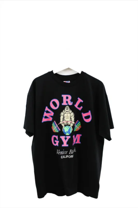 X - Vintage Single Stitch World Gym Gorilla Venice Beach Hanes Heavyweight Tee sold by HG Vintage