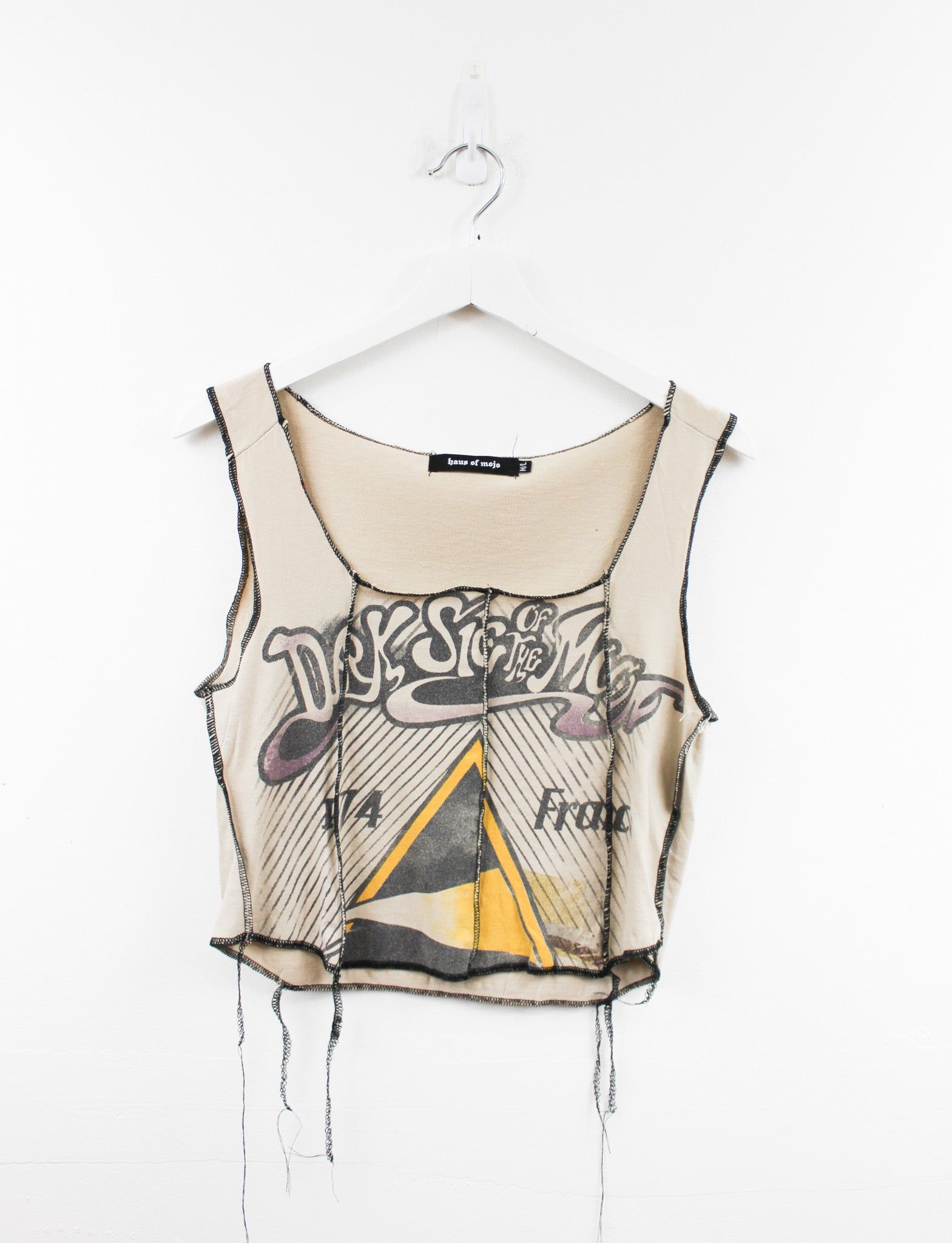 Haus Of Mojo Reworked Vintage Pink Floyd Dark Side Of The Moon Double Stitch Crop Top sold by HG Vintage
