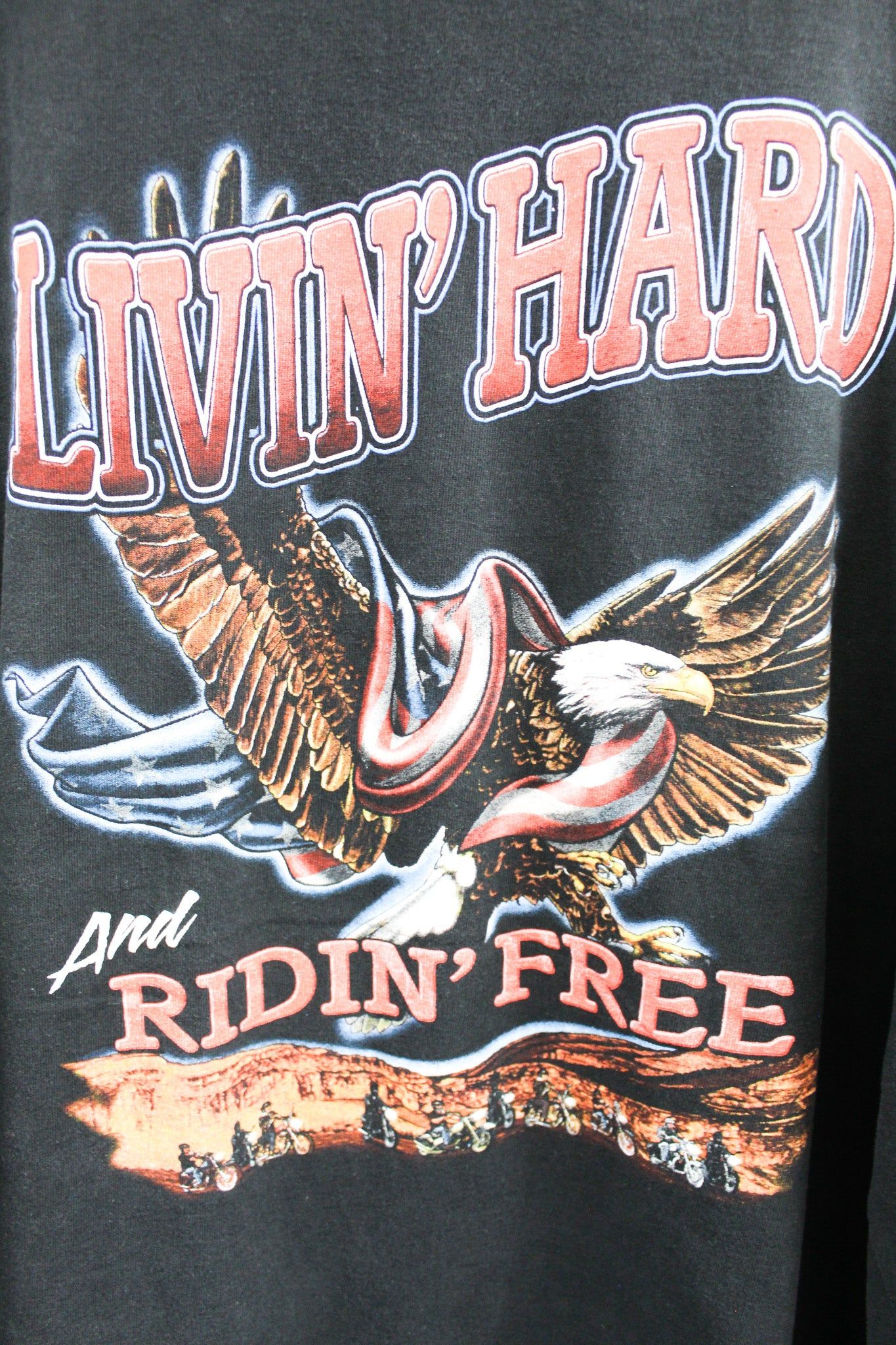 Livin' Hard And Ridin' Free Long Sleeve Tee sold by HG Vintage product image thumbnail 2