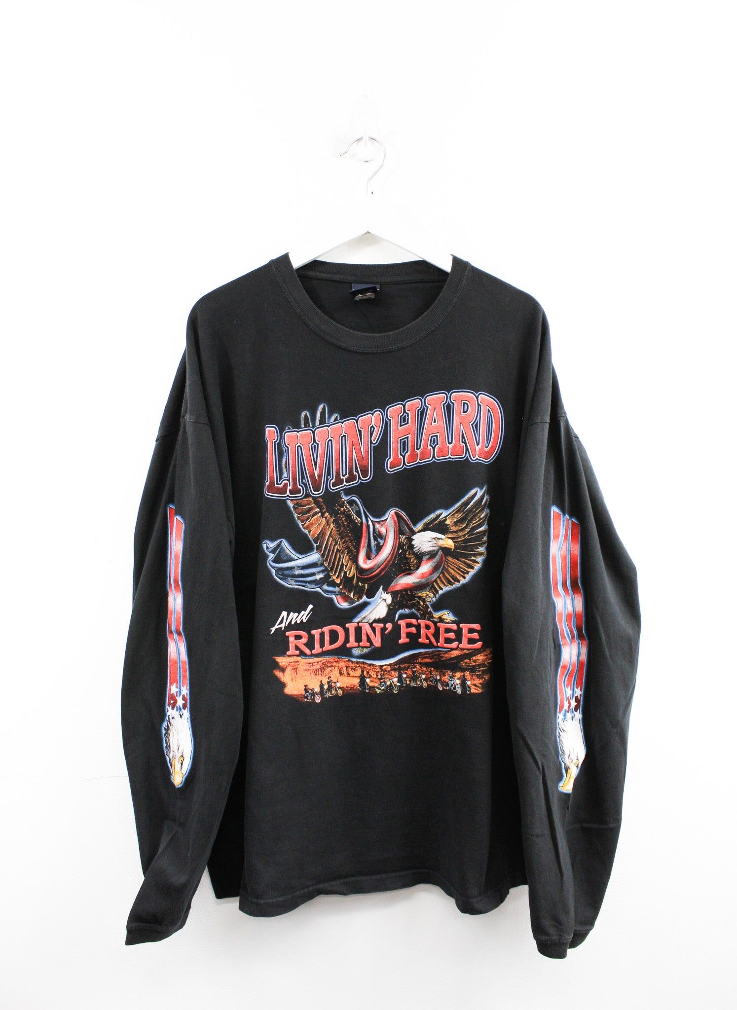 Livin' Hard And Ridin' Free Long Sleeve Tee sold by HG Vintage