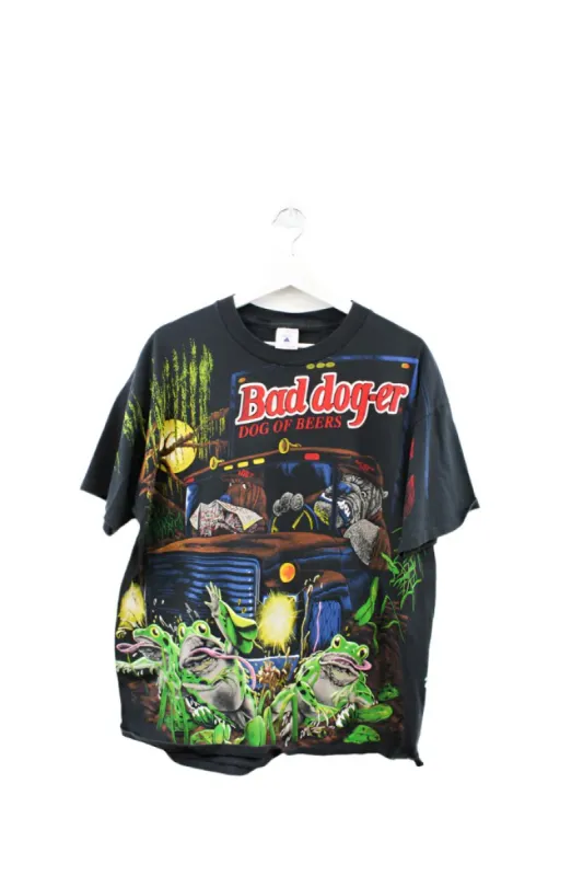 Z- Vintage 90s Bad Dog-er Dog Of Beers All Over Print Single Stitch Tee sold by HG Vintage