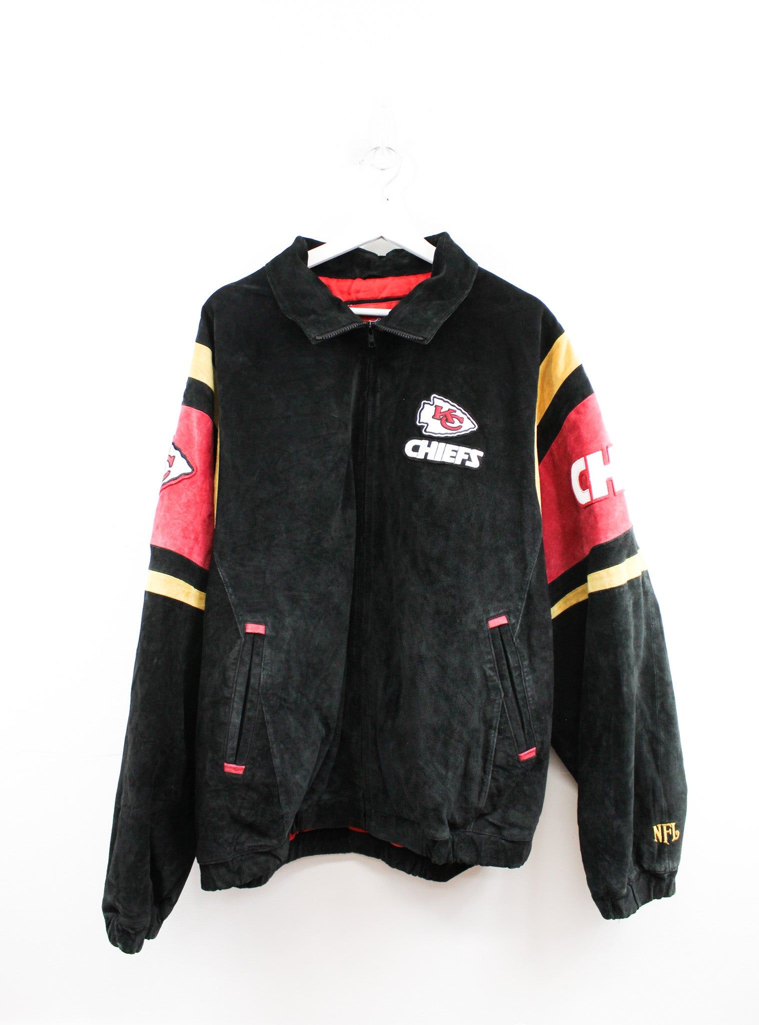 Vintage NFL Kansas City Chiefs Suede Zip Up Varsity Jacket sold by HG Vintage