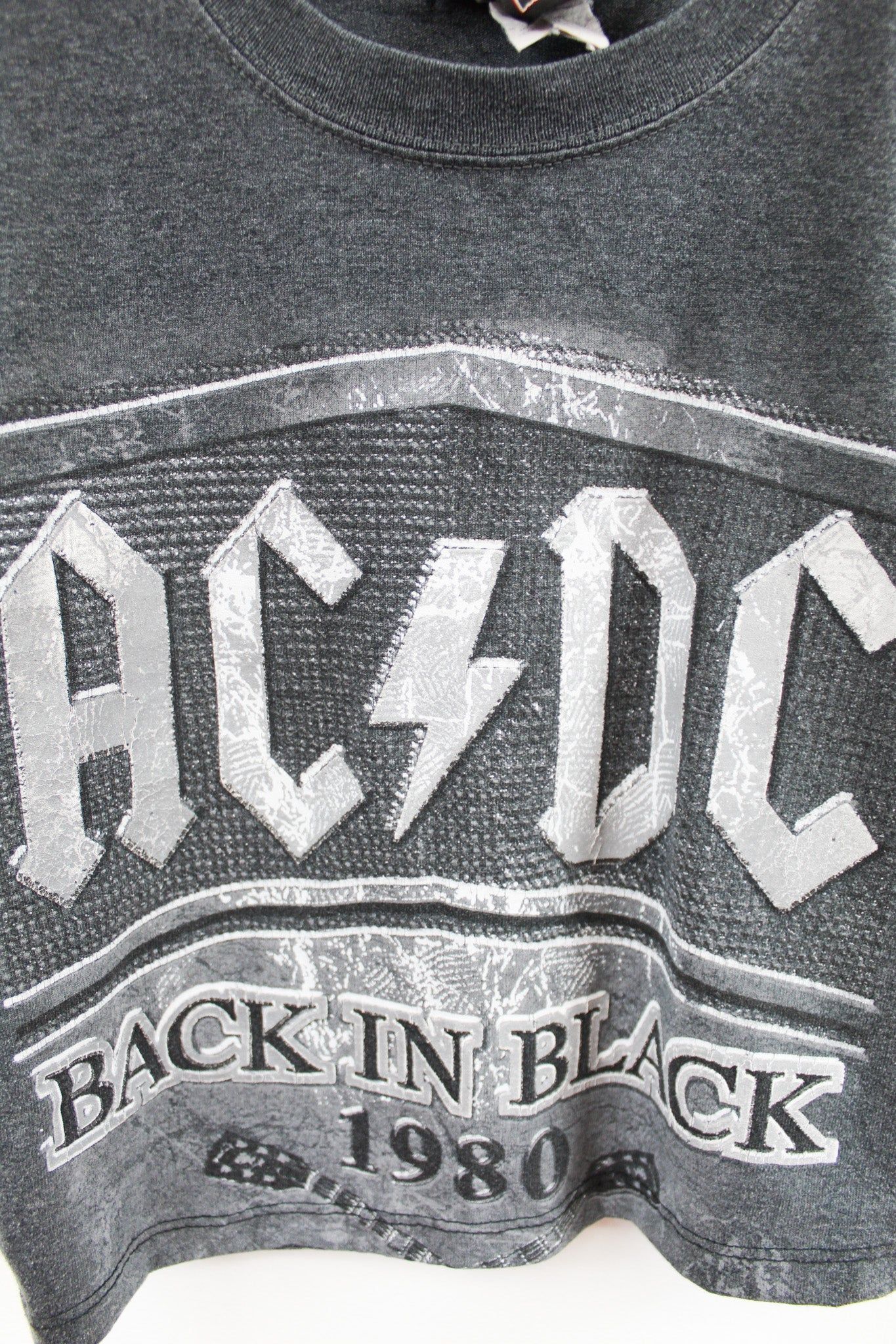 Haus Of Mojo Vintage Reworked AC/DC Back in Black 1980 Crop Baby Tee sold by HG Vintage product image thumbnail 2