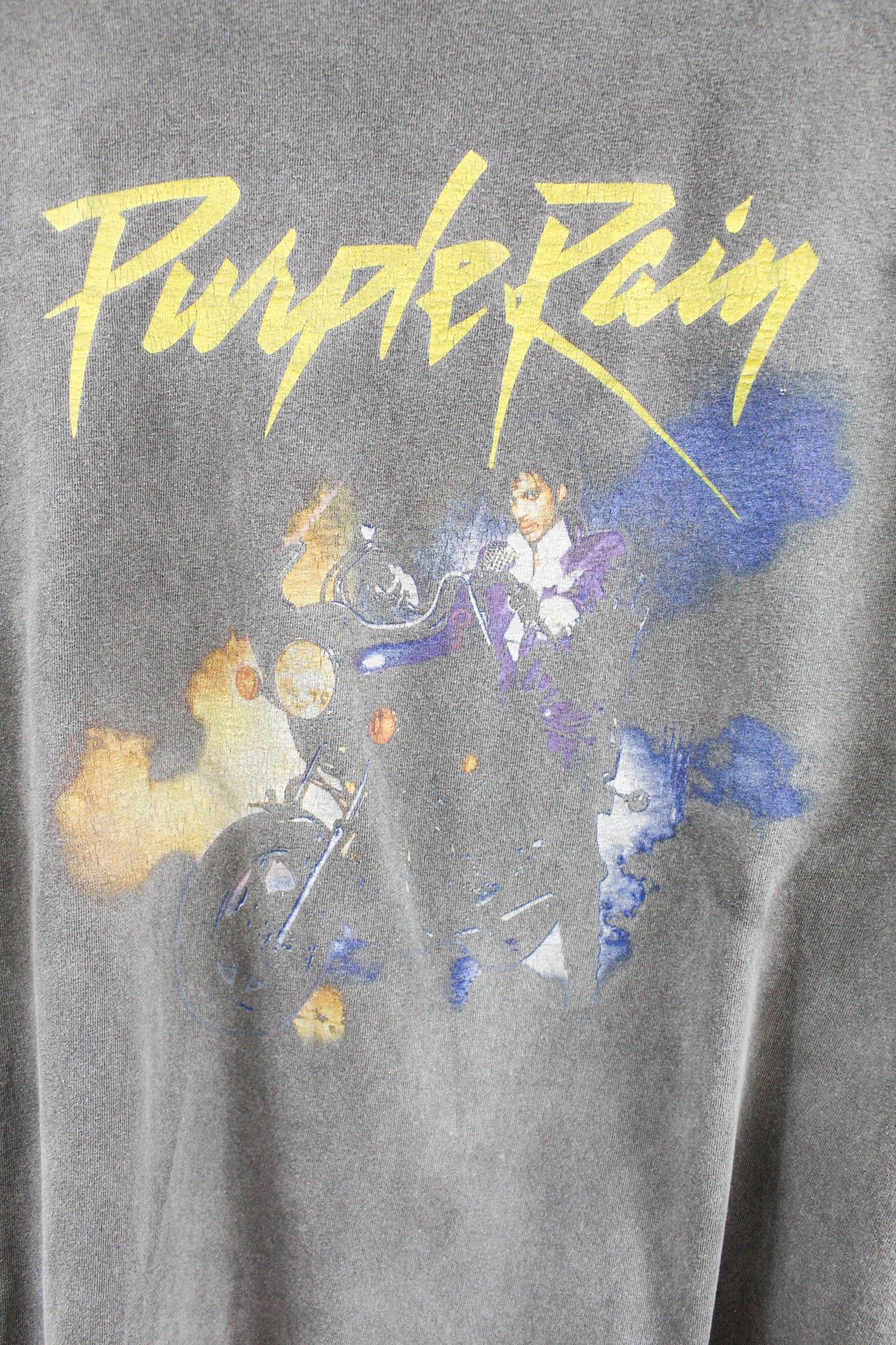 Prince Purple Rain Faded Yellow Writing Tee sold by HG Vintage product image thumbnail 3