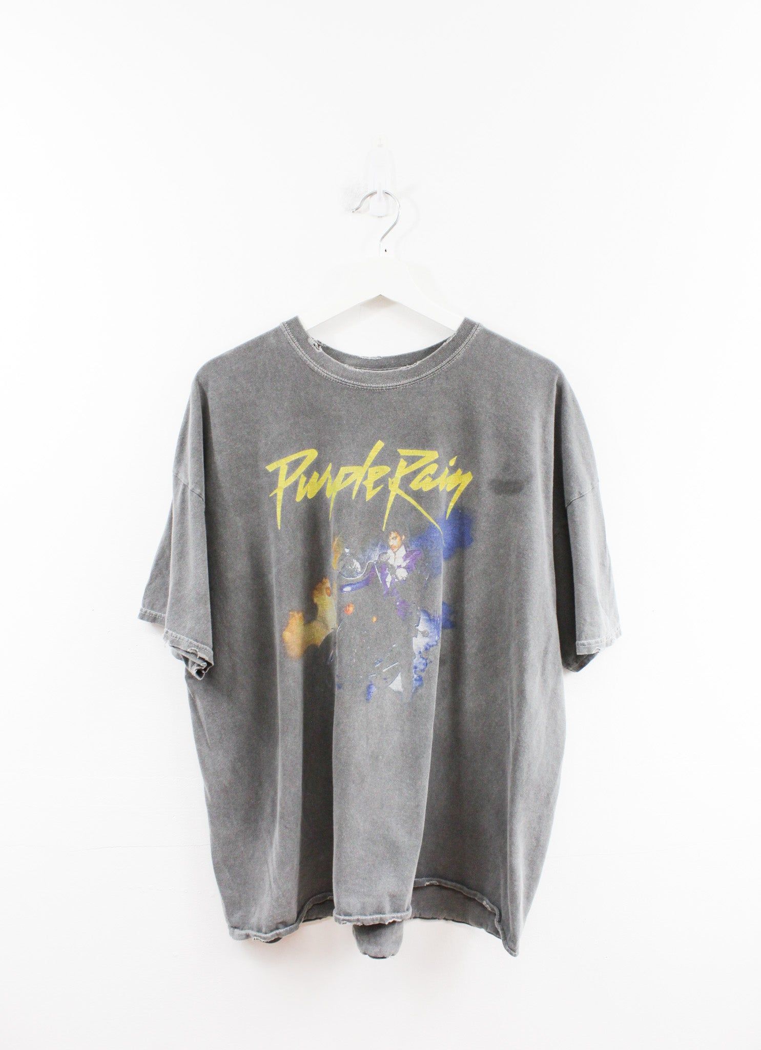 Prince Purple Rain Faded Yellow Writing Tee sold by HG Vintage