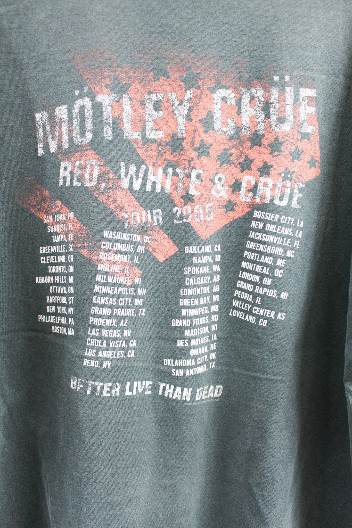 Vintage 2005 Motley Crue Red White & Crue Tour Anvil Tag Tee 
