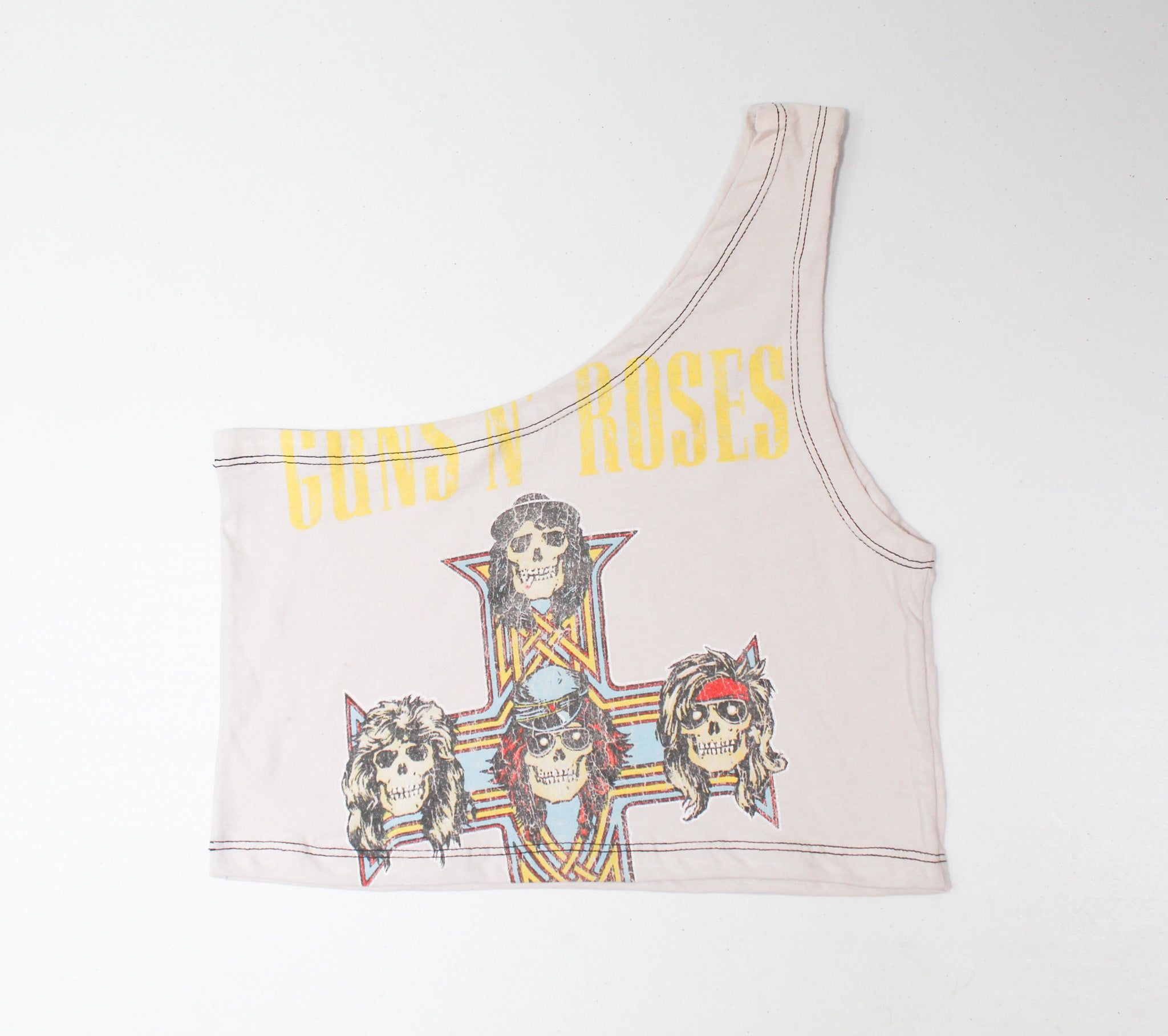 Haus Of Mojo Vintage Reworked Guns And Roses Logo One Shoulder Cropped Top sold by HG Vintage