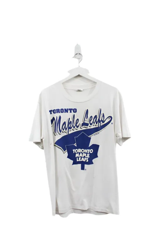 Z- Vintage 1992 Maple Leafs Logo & Script NHL Single Stitch Tee sold by HG Vintage