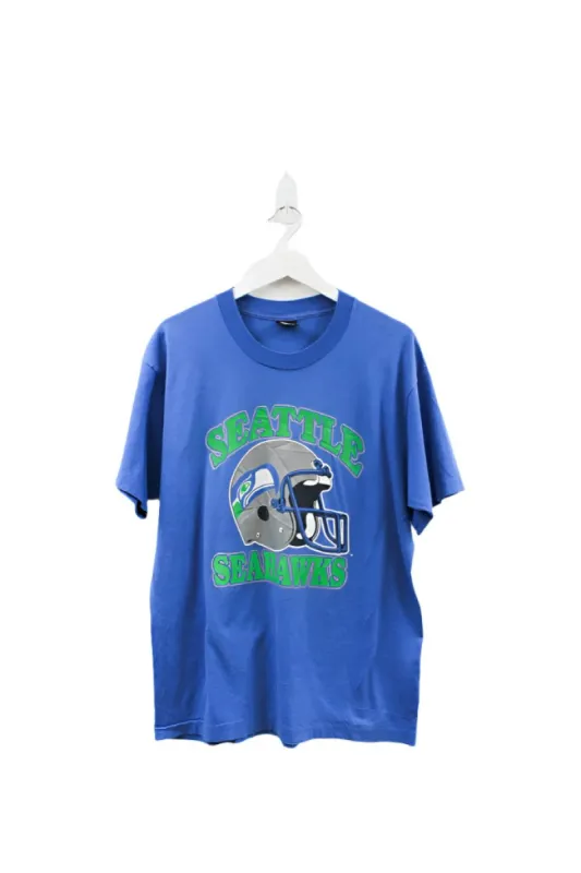Z- Vintage Seahawks Helmet Logo & Script NFL Single Stitch Screen Star Tag Tee sold by HG Vintage
