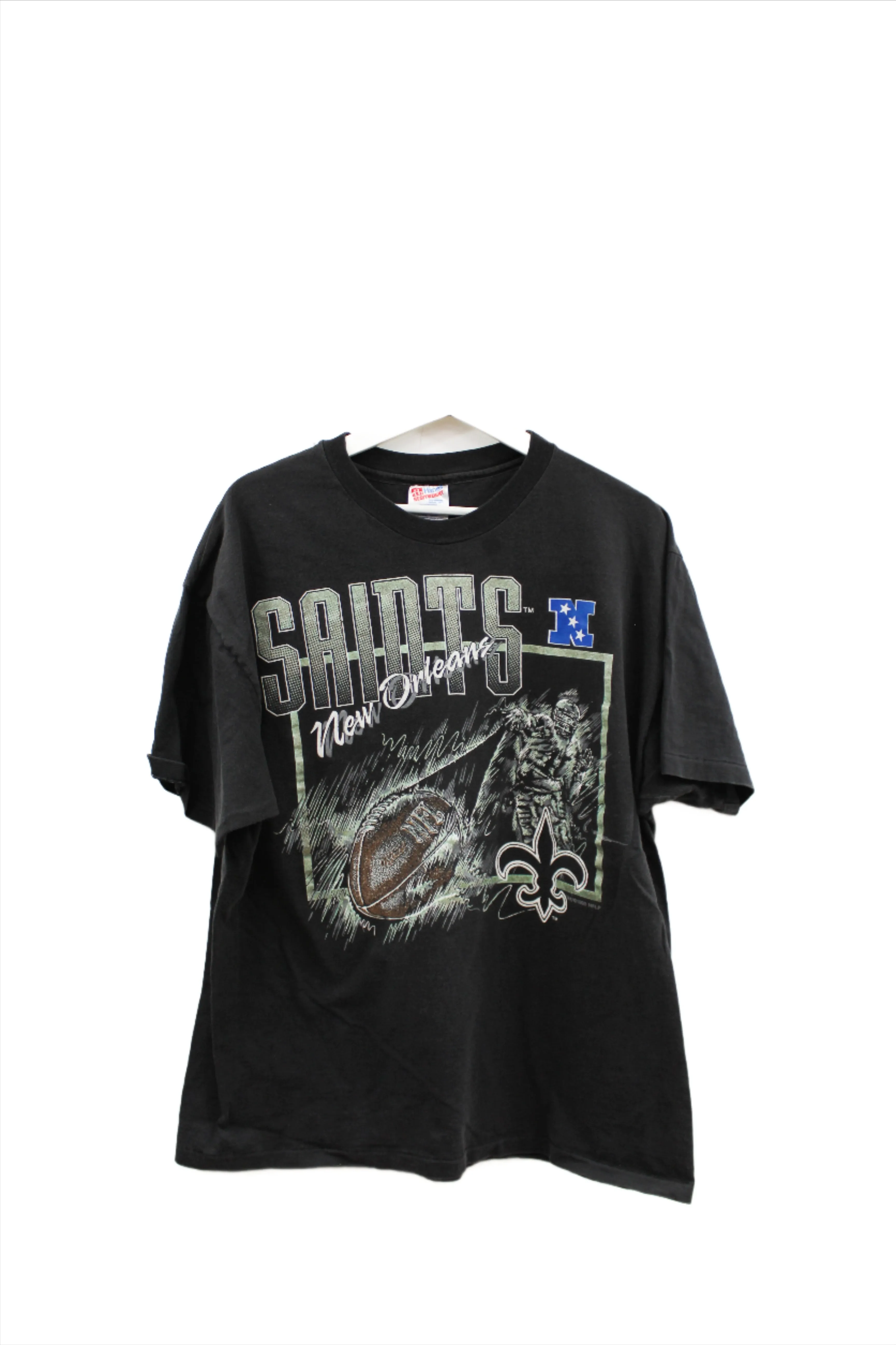 X - Vintage 1993 NFL New Orleans Saints Graphic Hanes Heavyweight Tee sold by HG Vintage