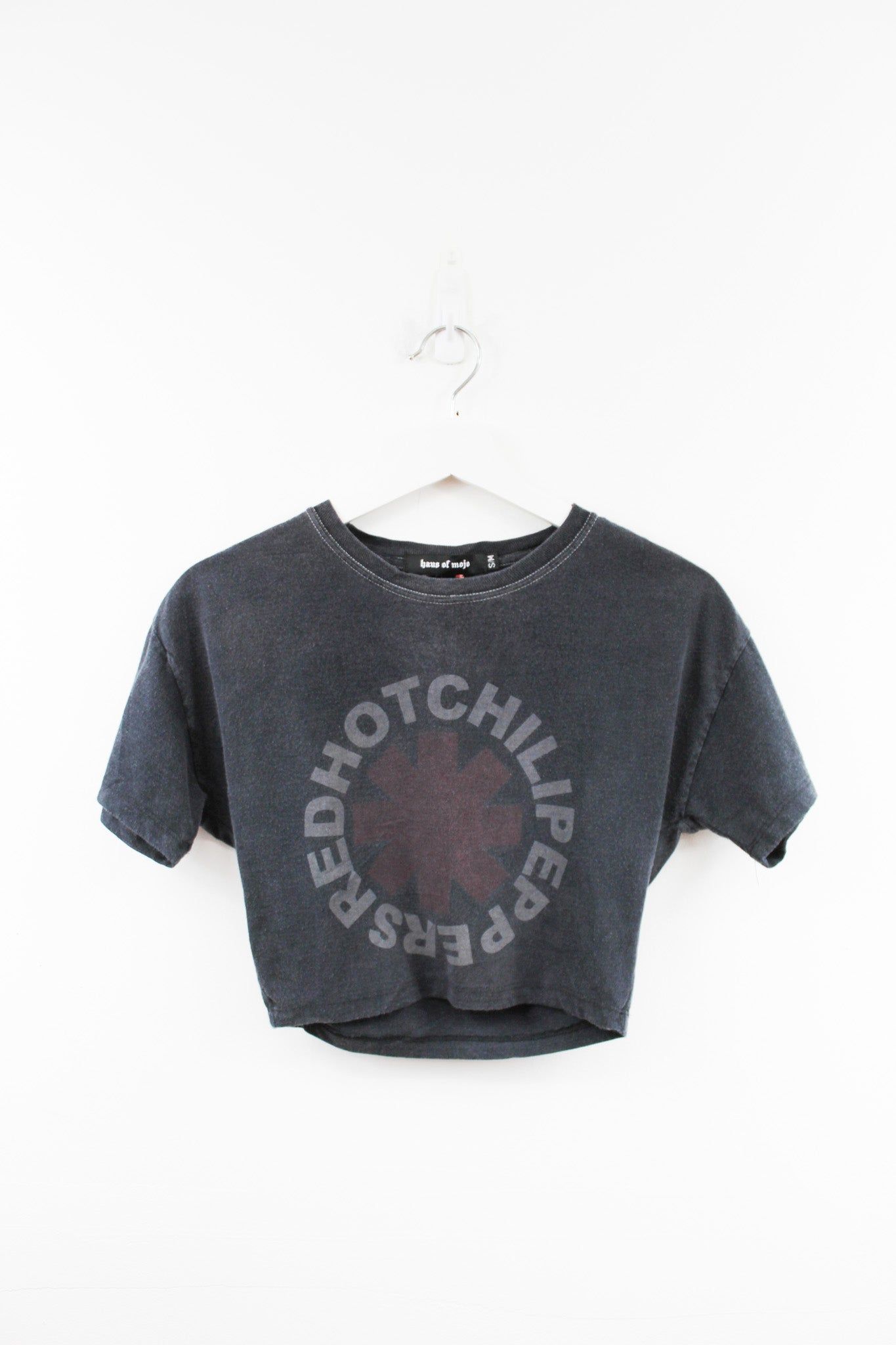 Haus Of Mojo Vintage Reworked Red Hot Chili Pepper Faded Logo Crop Baby Tee sold by HG Vintage